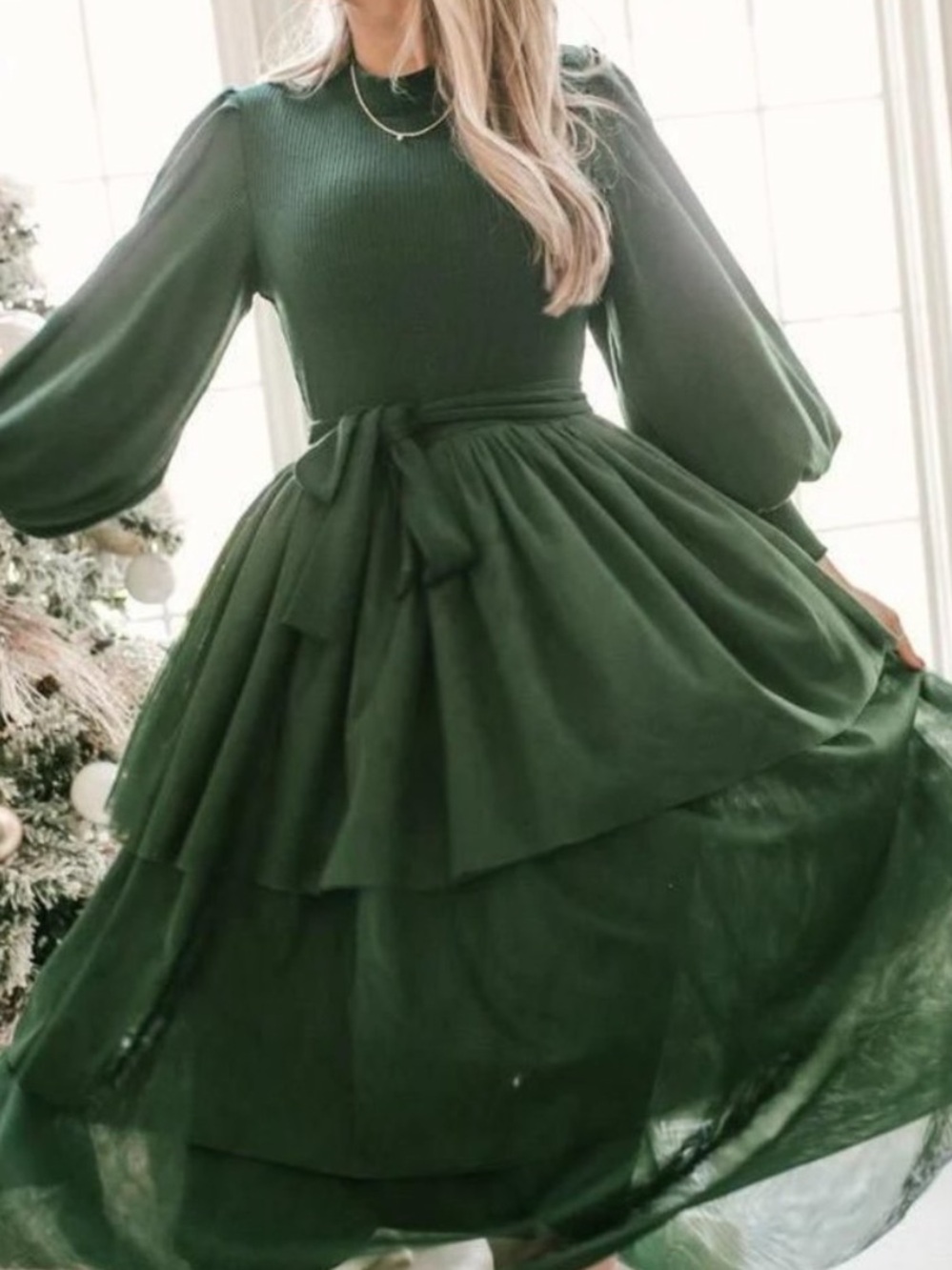 Ivy City Co Cosette Dress in Green Holiday Fairycore Whimsigoth XL